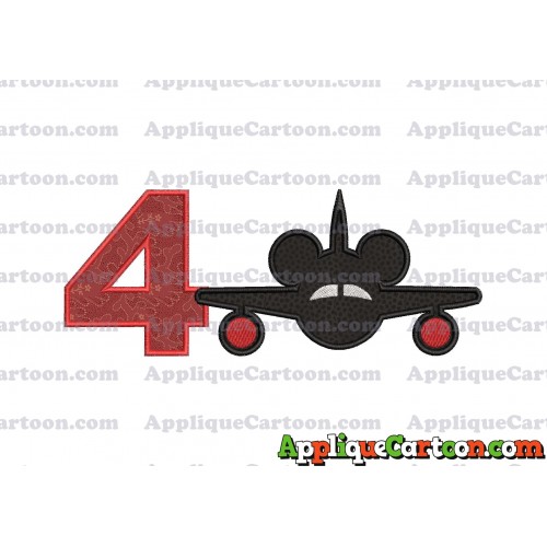 Mickey Airplane Disney Applique Design Birthday Number 4