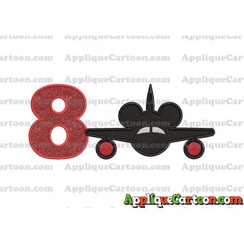 Mickey Airplane Disney Applique Design Birthday Number 8