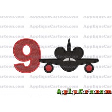 Mickey Airplane Disney Applique Design Birthday Number 9