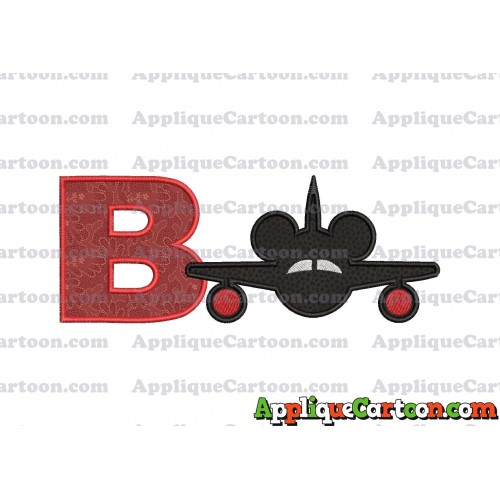 Mickey Airplane Disney Applique Design With Alphabet B