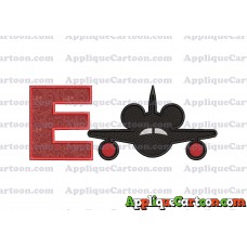 Mickey Airplane Disney Applique Design With Alphabet E