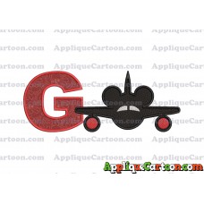 Mickey Airplane Disney Applique Design With Alphabet G