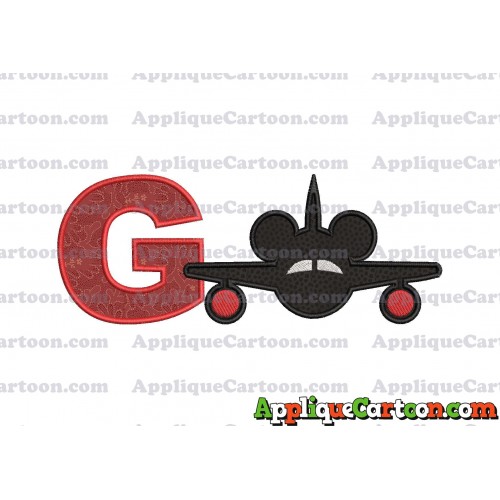Mickey Airplane Disney Applique Design With Alphabet G