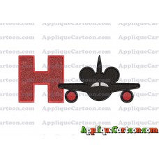 Mickey Airplane Disney Applique Design With Alphabet H