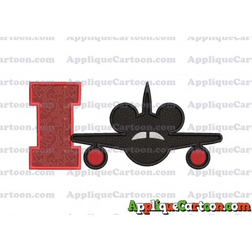 Mickey Airplane Disney Applique Design With Alphabet I