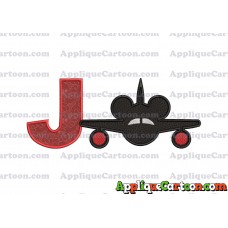 Mickey Airplane Disney Applique Design With Alphabet J
