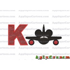 Mickey Airplane Disney Applique Design With Alphabet K
