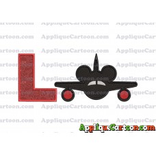 Mickey Airplane Disney Applique Design With Alphabet L