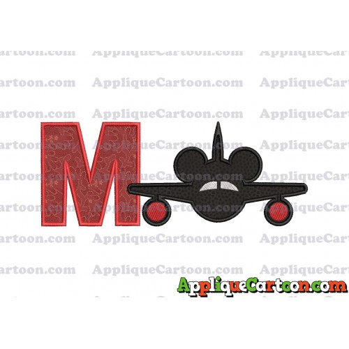 Mickey Airplane Disney Applique Design With Alphabet M