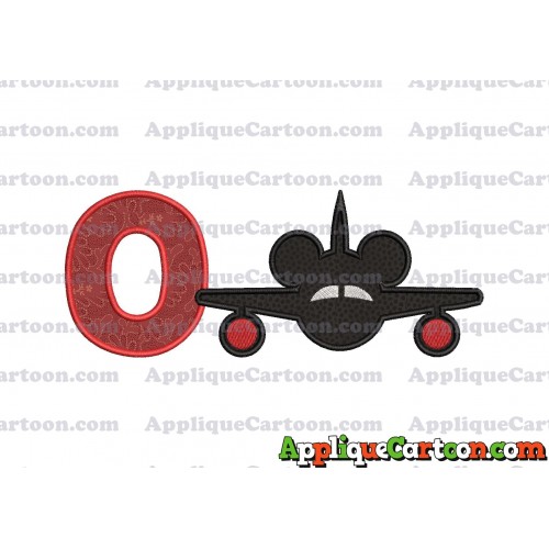 Mickey Airplane Disney Applique Design With Alphabet O