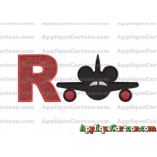 Mickey Airplane Disney Applique Design With Alphabet R