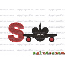 Mickey Airplane Disney Applique Design With Alphabet S