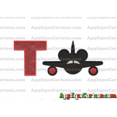Mickey Airplane Disney Applique Design With Alphabet T