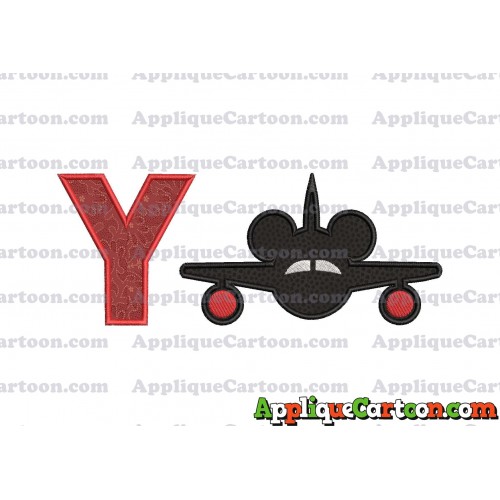 Mickey Airplane Disney Applique Design With Alphabet Y