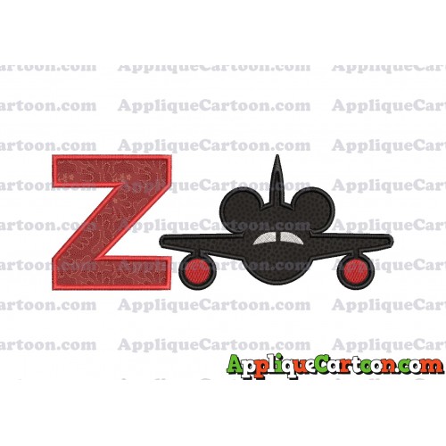 Mickey Airplane Disney Applique Design With Alphabet Z