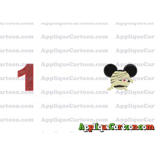 Mickey Ears 01 Applique Design Birthday Number 1