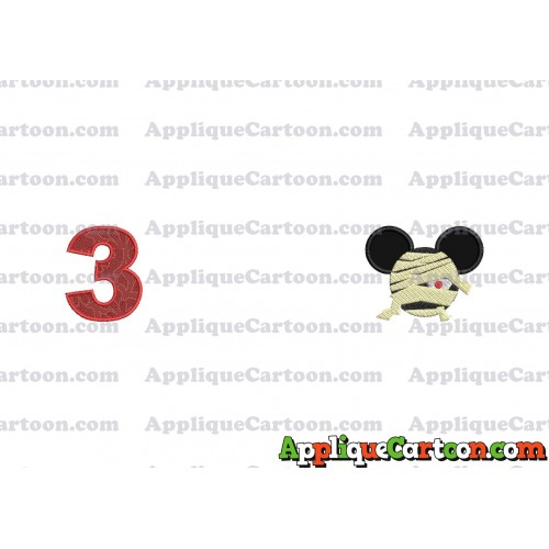 Mickey Ears 01 Applique Design Birthday Number 3