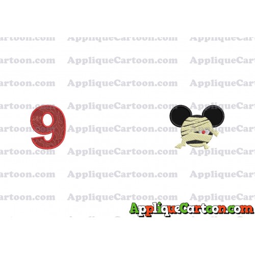 Mickey Ears 01 Applique Design Birthday Number 9