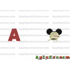 Mickey Ears 01 Applique Design With Alphabet A