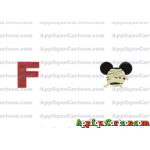Mickey Ears 01 Applique Design With Alphabet F