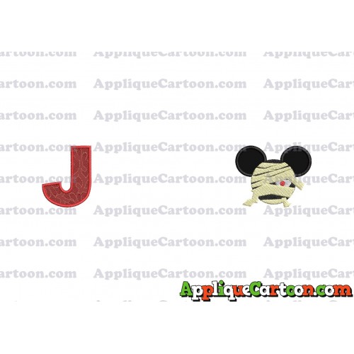 Mickey Ears 01 Applique Design With Alphabet J
