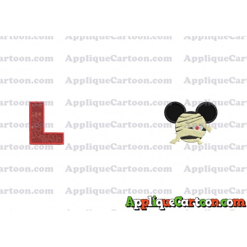 Mickey Ears 01 Applique Design With Alphabet L