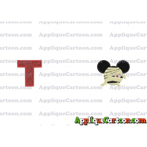 Mickey Ears 01 Applique Design With Alphabet T