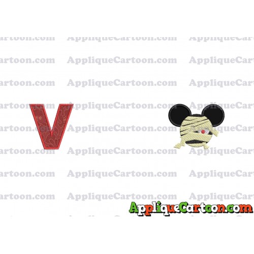 Mickey Ears 01 Applique Design With Alphabet V