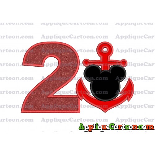 Mickey Mouse Anchor Applique Embroidery Design Birthday Number 2