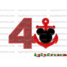 Mickey Mouse Anchor Applique Embroidery Design Birthday Number 4