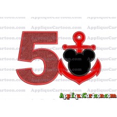 Mickey Mouse Anchor Applique Embroidery Design Birthday Number 5