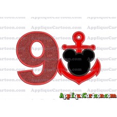 Mickey Mouse Anchor Applique Embroidery Design Birthday Number 9