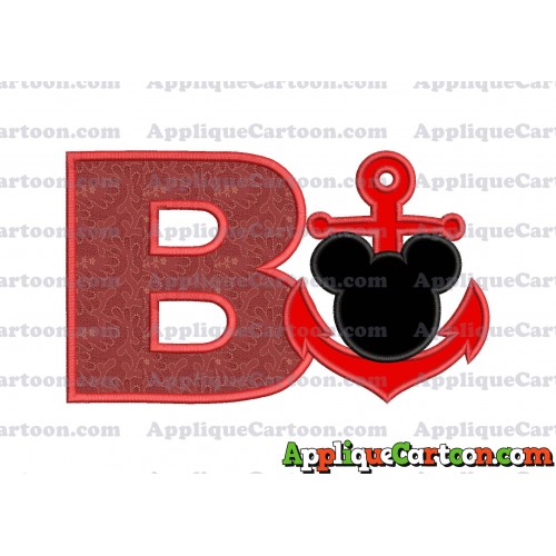 Mickey Mouse Anchor Applique Embroidery Design With Alphabet B