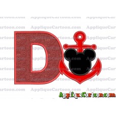 Mickey Mouse Anchor Applique Embroidery Design With Alphabet D