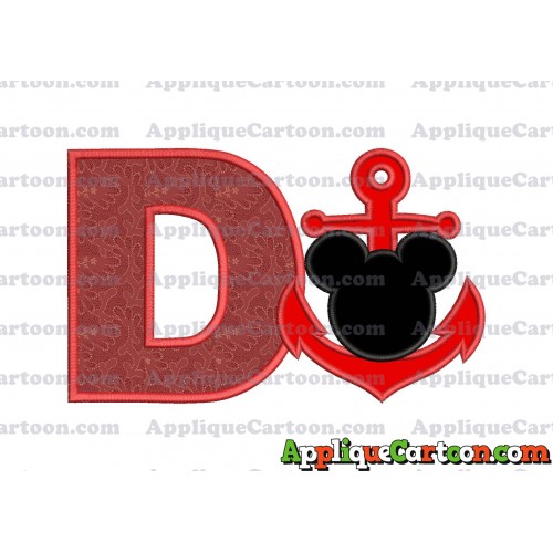 Mickey Mouse Anchor Applique Embroidery Design With Alphabet D