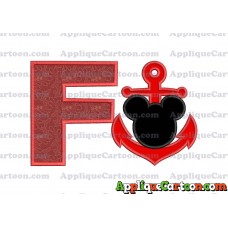 Mickey Mouse Anchor Applique Embroidery Design With Alphabet F