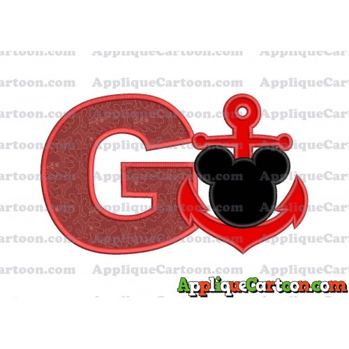 Mickey Mouse Anchor Applique Embroidery Design With Alphabet G