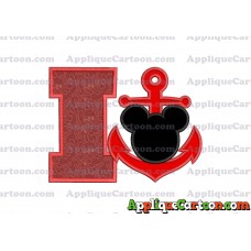 Mickey Mouse Anchor Applique Embroidery Design With Alphabet I