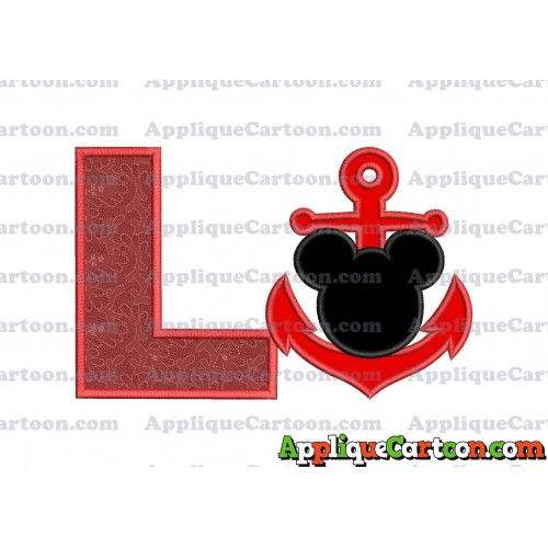 Mickey Mouse Anchor Applique Embroidery Design With Alphabet L