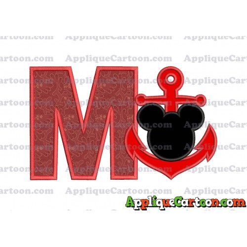 Mickey Mouse Anchor Applique Embroidery Design With Alphabet M