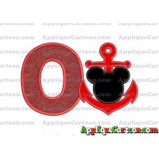 Mickey Mouse Anchor Applique Embroidery Design With Alphabet O