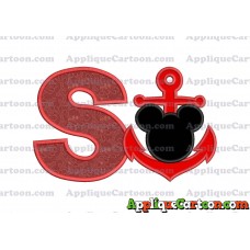 Mickey Mouse Anchor Applique Embroidery Design With Alphabet S