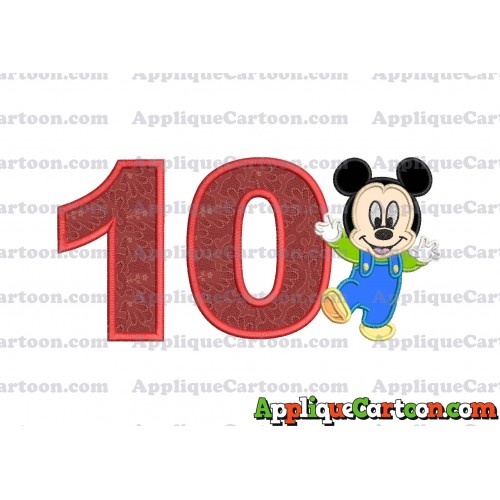 Mickey Mouse Baby Applique Embroidery Design Birthday Number 10
