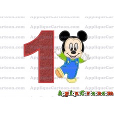 Mickey Mouse Baby Applique Embroidery Design Birthday Number 1