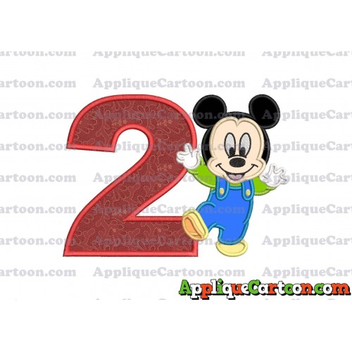 Mickey Mouse Baby Applique Embroidery Design Birthday Number 2