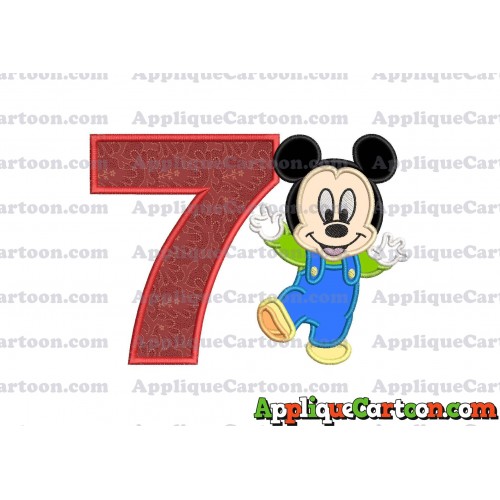 Mickey Mouse Baby Applique Embroidery Design Birthday Number 7
