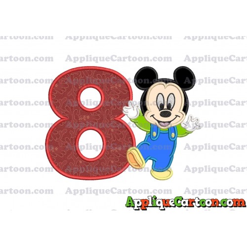 Mickey Mouse Baby Applique Embroidery Design Birthday Number 8
