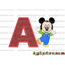 Mickey Mouse Baby Applique Embroidery Design With Alphabet A