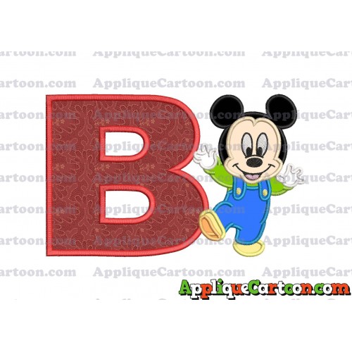 Mickey Mouse Baby Applique Embroidery Design With Alphabet B