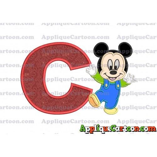 Mickey Mouse Baby Applique Embroidery Design With Alphabet C